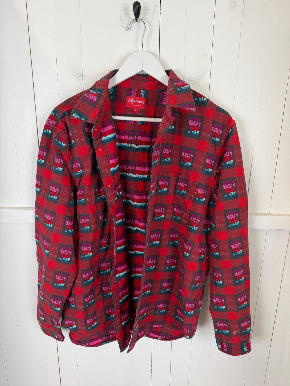 Supreme Red Cotton Button-Down Shirt Men's Size M